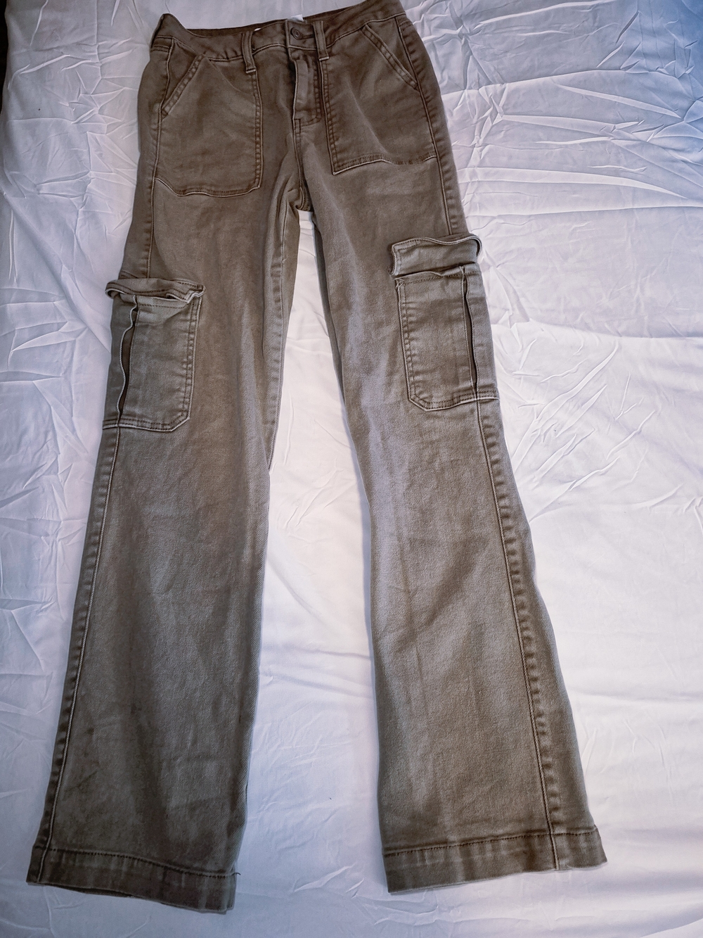 Altar'd State Women's Cargo Bootcut Pants Brown Waist 24